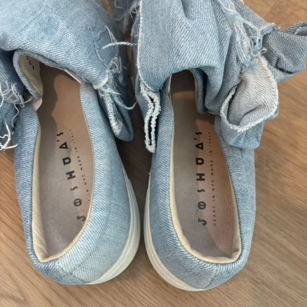 ** Joshua Sander Denim Bow Tie Slip on Sneakers Size 38 US 7